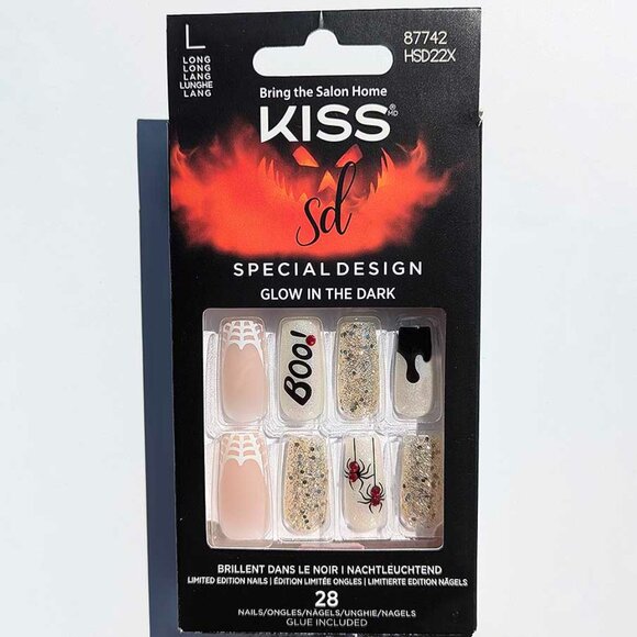 KISS Special Design Glow Dark Halloween Nails / Long Length -  Party Till I Die - Picture 1 of 9